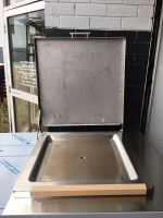 Cabinet with stainless steel hinged lid